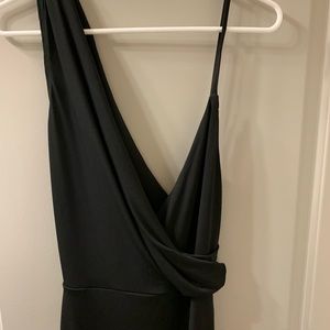NWT One Shoulder Black Slit Dress